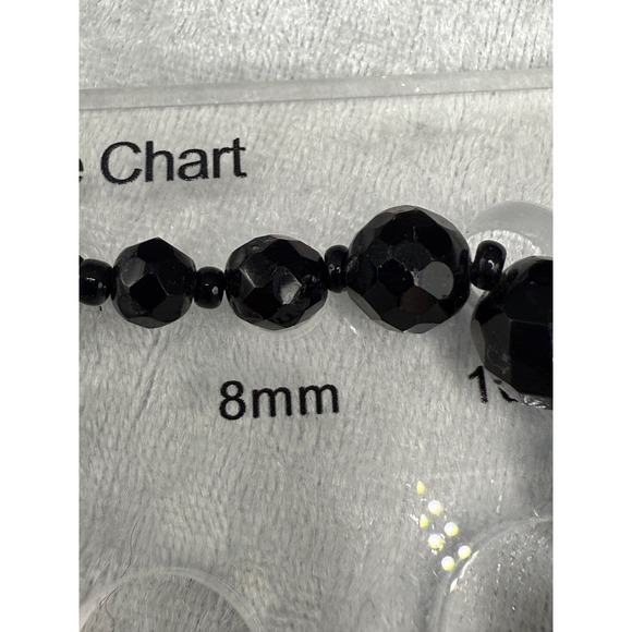 Vintage Glass Necklace Beaded Black Faceted Statement Classic‎ 17" - Picture 6 of 11
